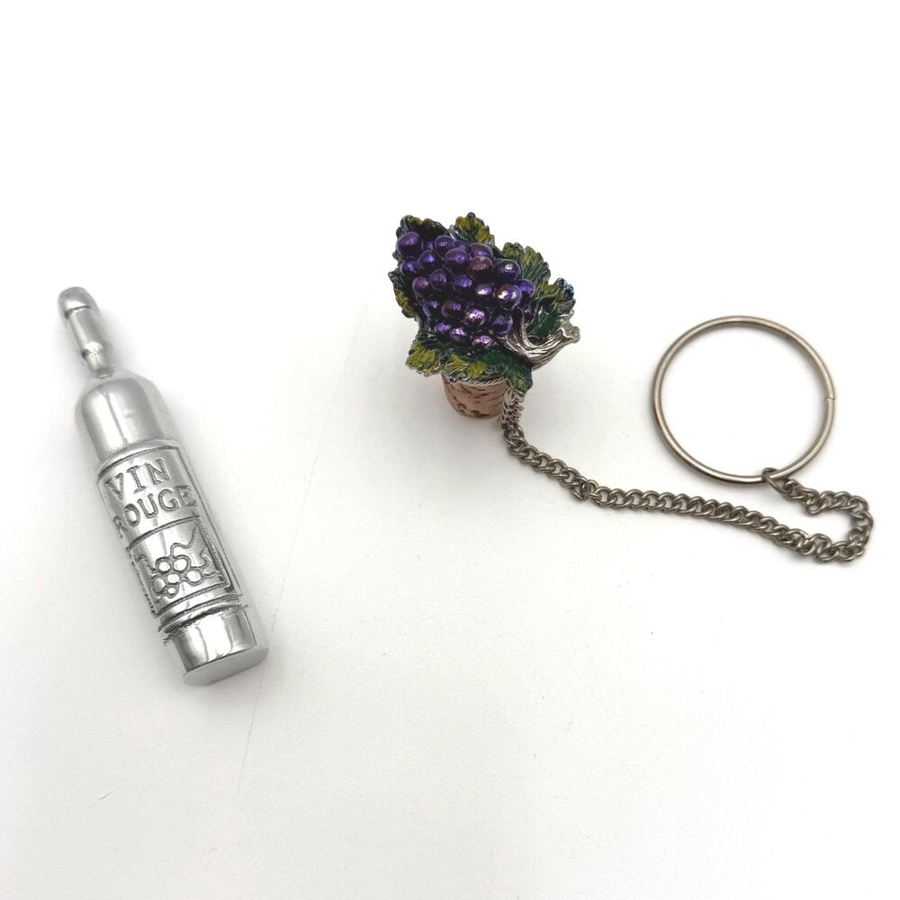 Grape Cluster Wine Bottle Stopper & Mariposa Wine Bottle Shaped Napkin Weight